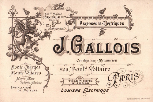 Carte publicitaire ascenseurs - carte,