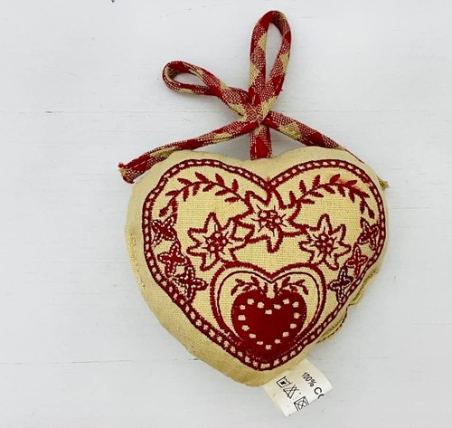 Coeur tissu beige - coeur,
