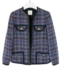 Veste Sandro Femme (EU) 38 Tweed Mélange De Laine À Motif Avec Crochet Et Œil