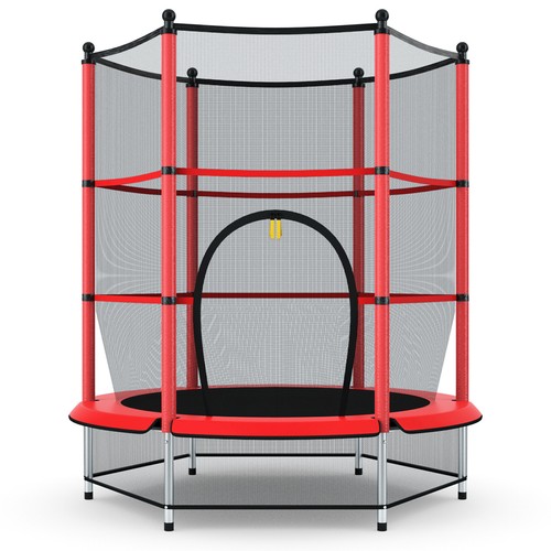 Youth jumping round trampoline - youth,
