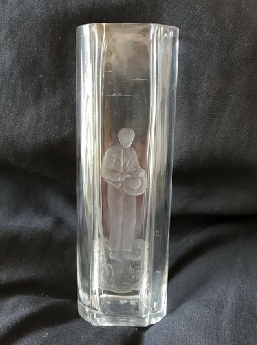 Ancien vase cristal gravé - ancien, xx