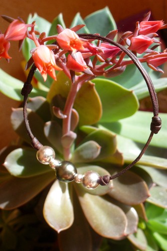 Perle tahiti argent cuir - perle,