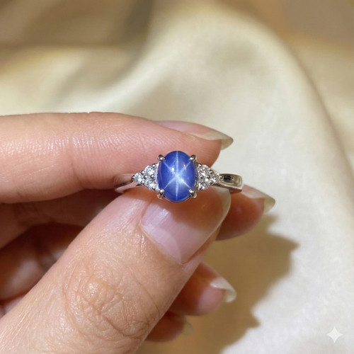 Bague saphir étoile - , bleue
