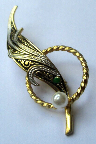 Ancienne broche feuille - en, or