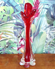Vase soliflore en verre rouge