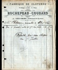 SEICHES-sur-le-LOIR (49) CLOTURES TREILLAGES en Bois "ROCHEPEAU & COUBARD" 1921