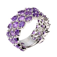 Bague En Argent Sterling 925 Pierre Améthyste Naturelle Bijoux Taille 8,5