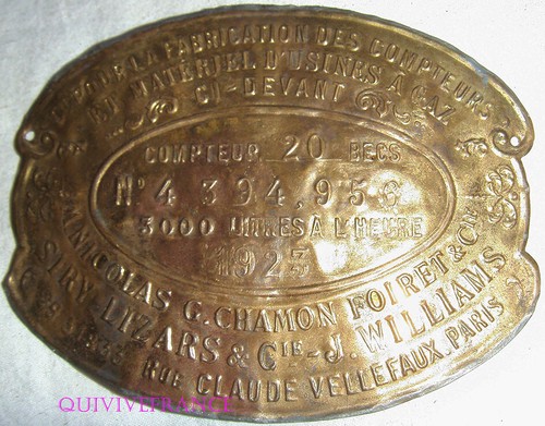 Plaque compteur gaz paris - compteur, 1923