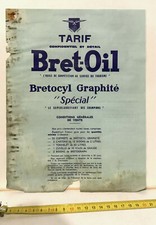 ANCIEN AFFICHE HUILE BRET-OIL TARIFS GARAGE 1968