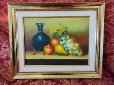 Huile sur Toile Nature Morte Cadre en Bois Signé