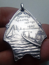 BELGIUM / 1907 BRUGES INTERNATIONAL REGATTAS ART NOUVEAU SILVER PENDANT MEDAL
