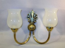 Applique vintage double feux en laiton et verre des années 60