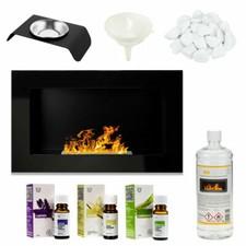 Cheminée Bio Éthanol Noir Brillant 650x400 Brûleur à Feu Eco Design+Accessoires