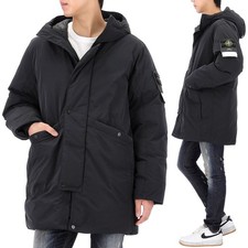 Stone Island Manteau long à capuche en micro-twill avec patch en 145876282