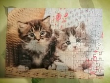 Puzzle 100 pièces NATHAN deux chatons dans un panier - complet - très bon état