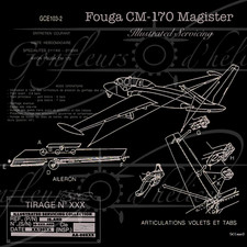 Avion Fouga CM-170 Magister gravure ardoise numérotée Armée de l'air PAF FAF