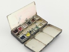 BOITE MÉTALLIQUE DOUBLE ANCIENNE DE PEINTURE