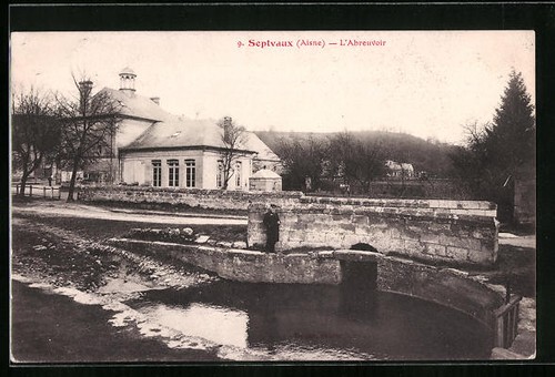Cpa septvaux abreuvoir - cpa, l´abreuvoir