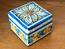 Petite Boîte céramique Peint Main signé A. Lannello Caltag Italy décor Fleur