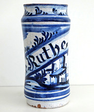 ALBARELLO Pot à Pharmacie Apothicaire Faïence Espagne Catalogne XVIIIème