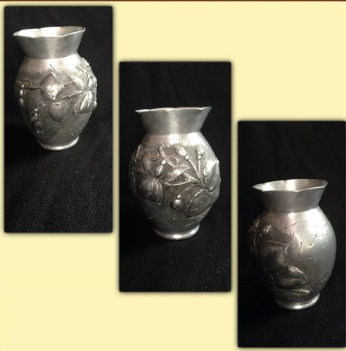 Vase étain signé - vase,