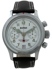 Poljot Buran Remontage Manuel Hommes Aviateur Chronographe Kal. 3133, Fonctionne