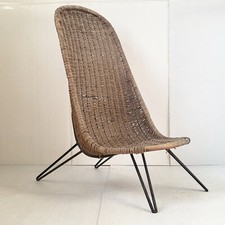 FAUTEUIL VINTAGE 1950 ROTIN & ACIER DLG JEAN ROYERE JANINE ABRAHAM DIRK JAN ROL