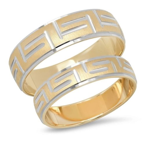 14k grec clé mariage bande - or,