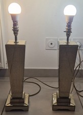 Ancienne paire de lampe vintage design en miroir au mercure biseauté  fonctionne