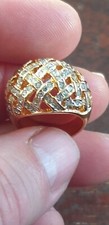 BAGUE PLAQUEE OR VINTAGE NEUVE AVEC BRILLANTS BELLE QUALITEE ESPRIT CHANEL T55