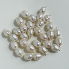 Lot De 2 Perles De Culture Baroque D’eau Douce Cerclées Blanches Dia 10mm