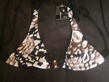 Haut de bikini imprimé noir, blanc et marron T 36 neuf avec étiquette