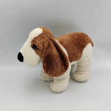 Peluche chien marron blanc