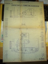 GRAND PLAN BUREAU D ETUDE D EPOQUE CONTACTEUR POMPE A ESSENCE ASTER GEX R140 142