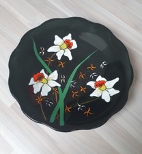 Grand Plat coupe à fruits Longwy France Jonquilles Numéroté Deco Fleur  sur pied