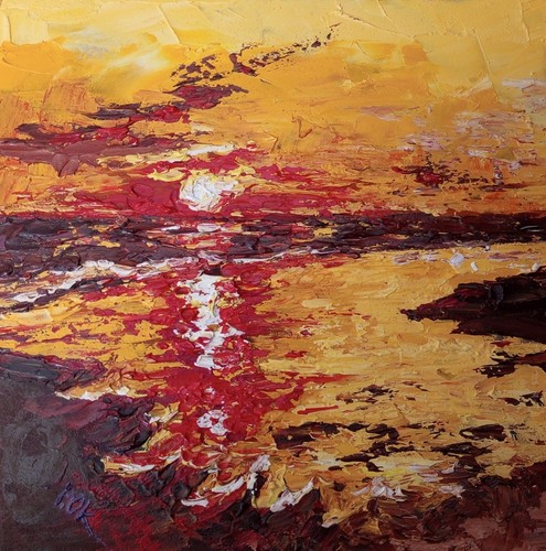 Original oil painting fiery - original,