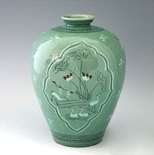 Vase coréen porcelaine verte