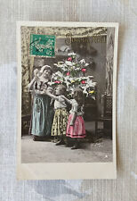 Carte Postale Ancienne Fantaisie Joyeux Noël Femme Poupée Filles Sapin de  Noël