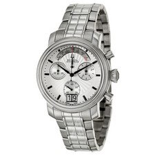 NEW BULOVA ACCUTRON 63C109 SWISS MEN'S DRESS WATCH S/S SILVER DIAL ANALOG/DATE 