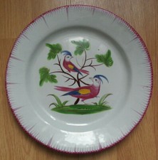RARE SUPERBE ASSIETTE XIXe / XVIIIe ? FAIENCE DES ISLETTES oiseaux exotiques