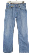 JEANS LEVI'S 501 HOMME W31/L32 Droit Bleu Denim Whiskers Bouton À Glissière