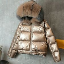 Femme Canard Doudoune Capuche Fourrure Parka Chaud Veste Brillant Ski Hiver