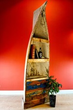 Étagère à Livres Vintage Bois Teck Massif Vieux Chêne Botte Eck Armoire Maritime