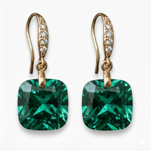 Boucle oreille verte - d'oreille,
