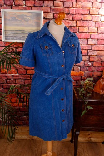 Vintage orig 70s robe jean - en,