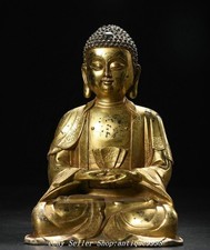 7.1''Old Tibet Bronze Gilt Shakyamuni Sakyamuni Amitabha Buddha Statue