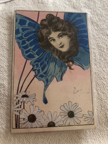 Cpa femme papillon - papillon, (3)