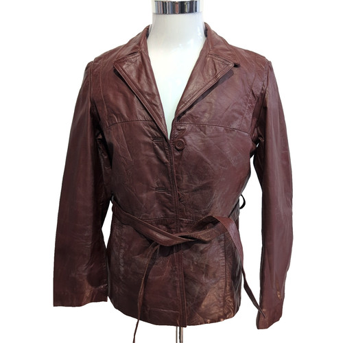 Veste cuir femme bordeaux - veste,