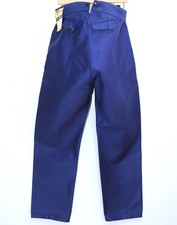 New 50s Blue Moleskin Buckle Back Work Chore Pants LE FAVORI W38 Made in France