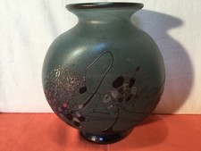 Vase signé Robert Pierini à Biot en pâte de verre soufflé daté de 1986
